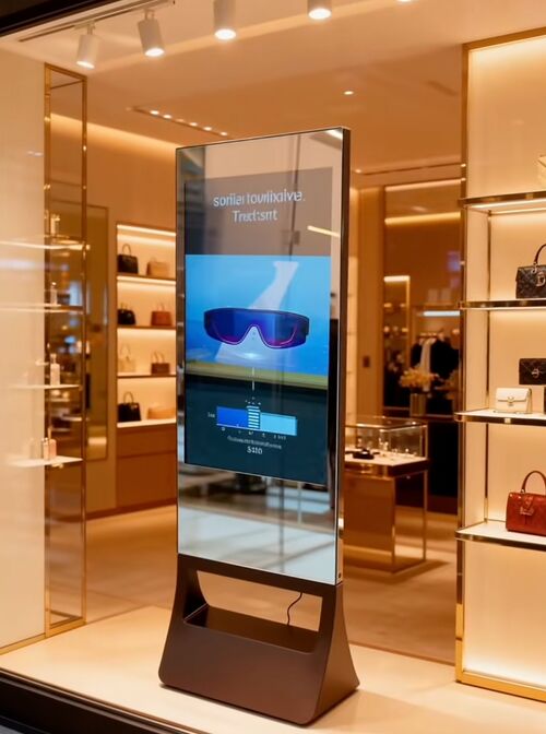 Nieuwste bedrijfsoplossingen over De elegante en luxueuze 43-inch digitale signage, die perfect de nieuwste modemerken integreert, zal de zichtbaarheid van de producten in uw winkel aanzienlijk vergroten.