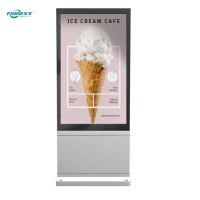 Goede prijs 65 inch zilver AD Board Outdoor Ventilatorloze Verticale Digitale Totem online