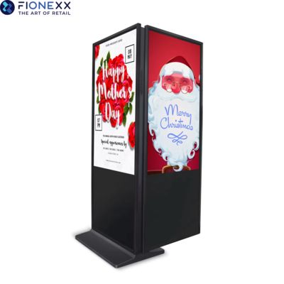 Goede prijs Verticale digitale signage dubbelzijdige vloerstandkiosk voor reclame in de binnenruimte AD/Windows/Android-oplossing 1920*1080 resolutie online