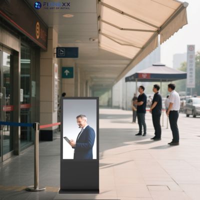 Goede prijs Zwart Android Buiten Fanloos Verticaal Digitaal Totem Op maat gemaakt Materiaal Buiten Display Scherm Buiten Digitaal Signage online