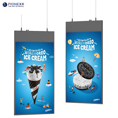 Goede prijs 43 inch Ultra Slim Dual Side Hanging Display High-Definition Display Schermen gebruikt in winkels en supermarkten online