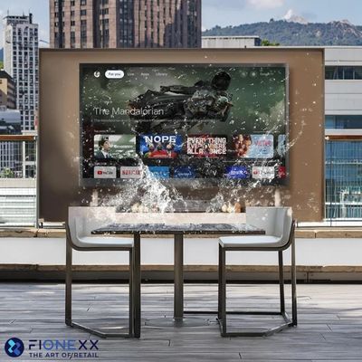 Buiten slimme televisie Weerbestendige Google TV, 4K Hoge Helderheid Temperatuurbestendige IP55 Waterdichte TV's