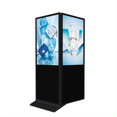 Goede prijs Hoogresolutie 55 inch dubbelzijdig vloerstandkiosk voor reclame in de binnenruimte CMS afstandsbediening LCD digitale borden en schermen online